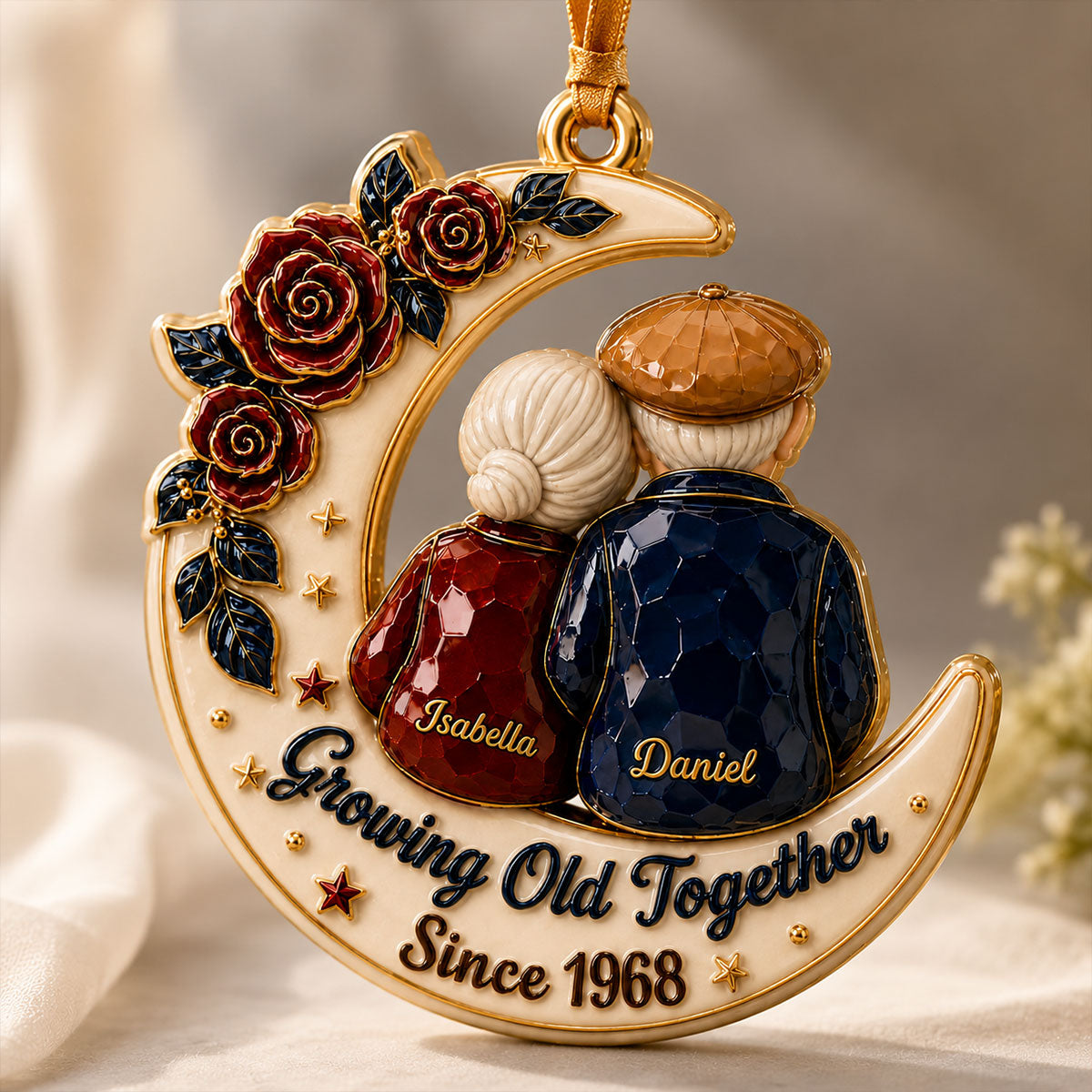 Growing Old Together Floral - Real 3D Raised Ornament