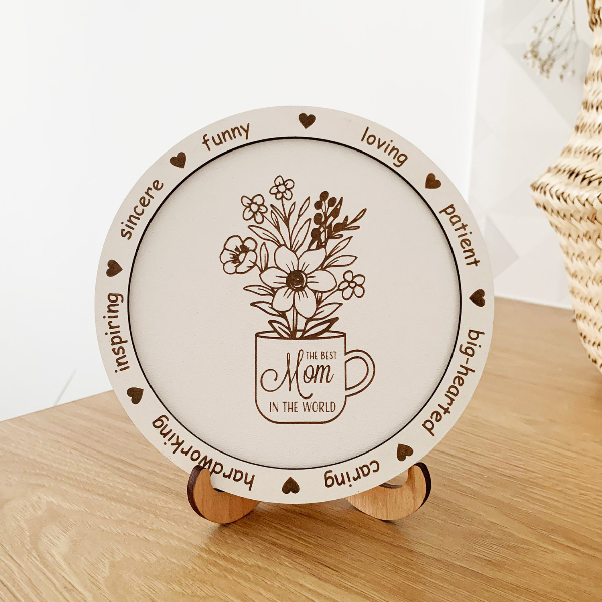 Happy Mother's Day Flower Vase - Personalized Wooden Plaque - Gift For Mom, Mother's Day, Birthday Gift