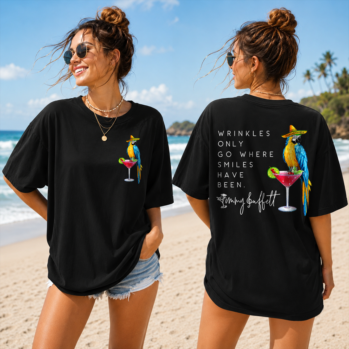 Wrinkles Only Go Where Smiles Have Been – Jimmy Buffett Tribute T-shirt
