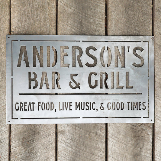 Cut Metal Signs Personalized Family Bar and Grill Sign, Backyard Decoration, Back Yard Wall Art, Cottage Decor