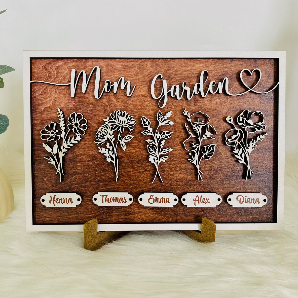 Personalized Mom's Garden Sign With Custom Name and Birth Month Flowers, Personalized Family Name, Perfect gift for Mom