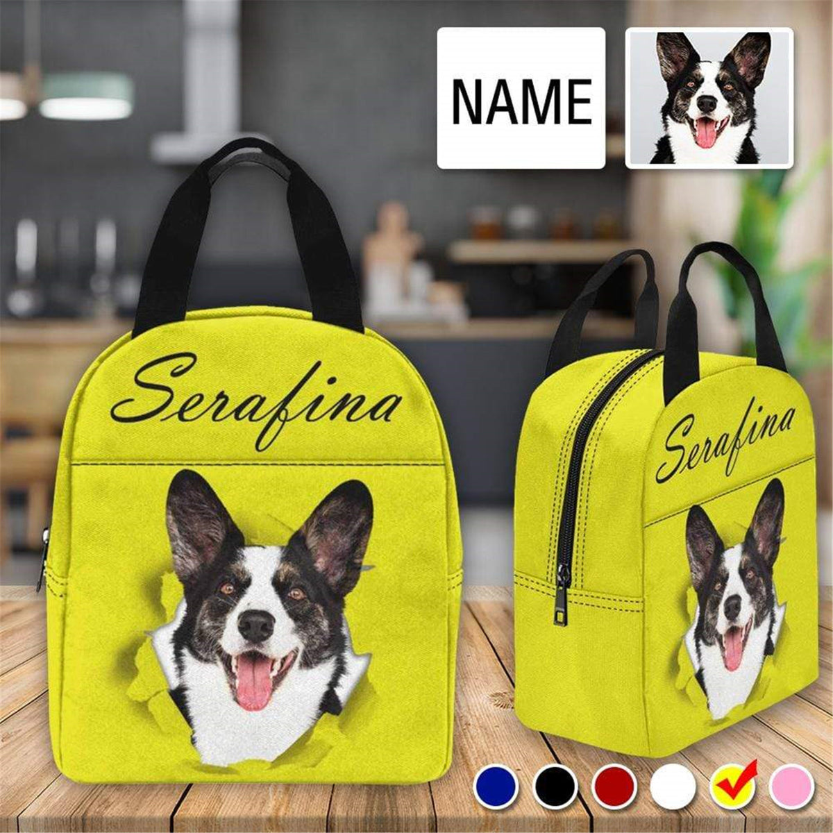 Custom Name Lunch Bags for Kids or Adults, Personalized Pet Photo Lunch Bag, Back to School Insulated Box Gift for Children, Birthday Gift