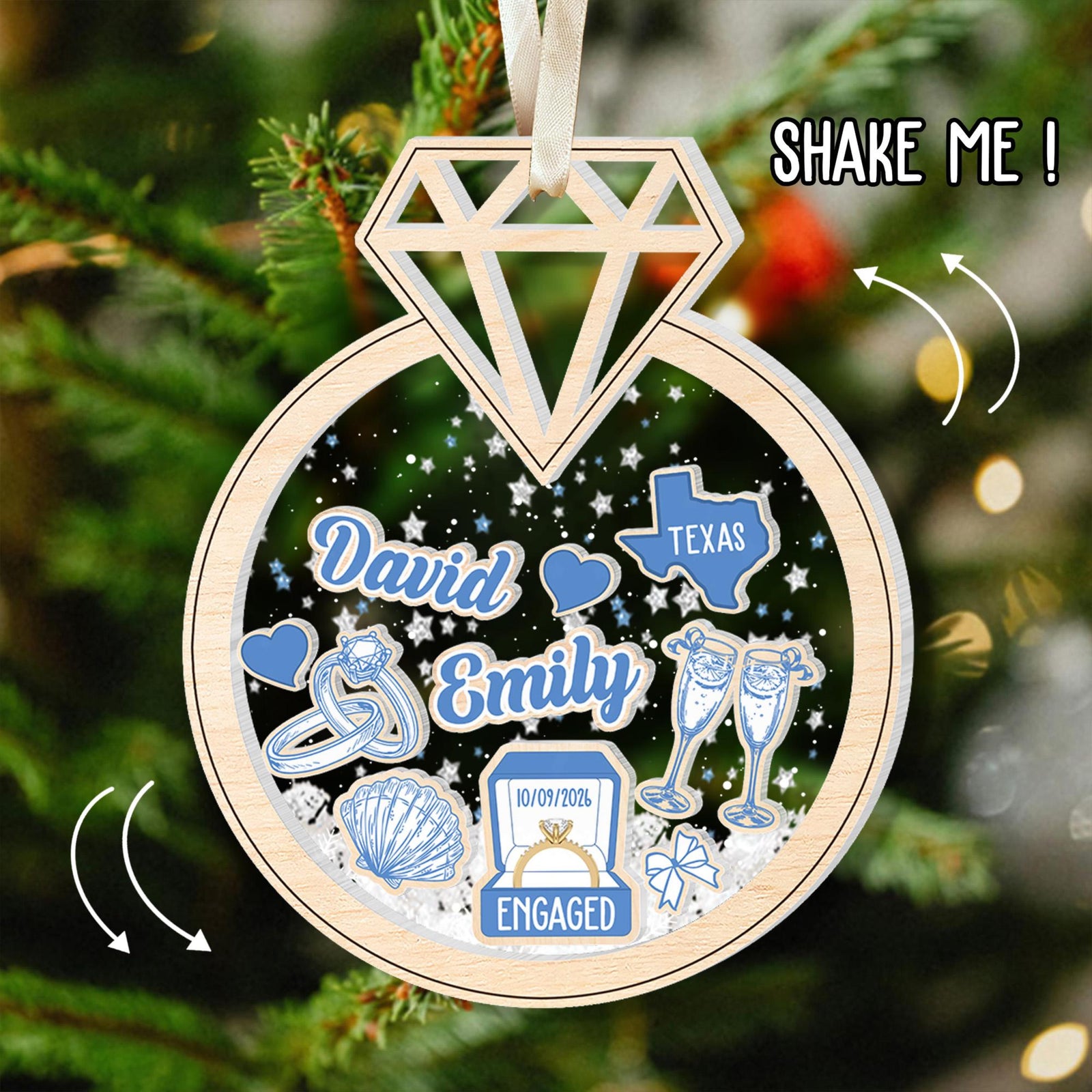 Personalized Engagement Gift, Custom Engaged Ornament, Custom Mr Mrs Wedding Ornament, Wedding Keepsake Gift, Christmas Gift For Couples