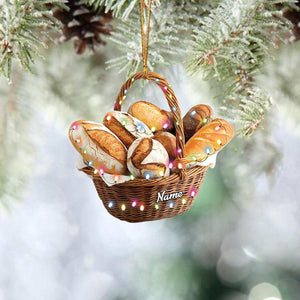 Personalized Bread Basket Christmas Ornament, Bread Christmas Ornament, Baker Ornament Gift, Baking Ornament, Bakery Ornament