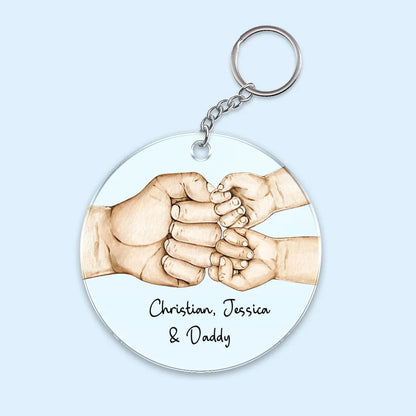 Daddy's Team Fist Bump - Personalized Acrylic Keychain - Gift For Father, Grandfather, Father's Day Gift, Birthday Gift