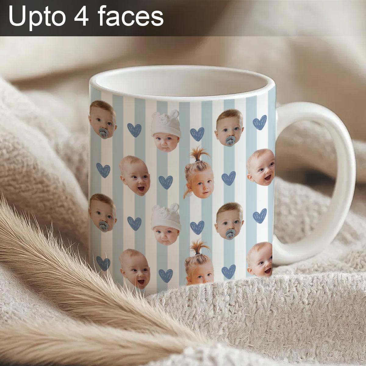 Baby Face Striped Cup - Funny Gift Keepsake Mug For Family