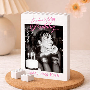 Custom 30th Birthday Gift for Her, Personalized Birthday Photo Building Block, Established Milestone Gift, Custom Photo Birthday Puzzle