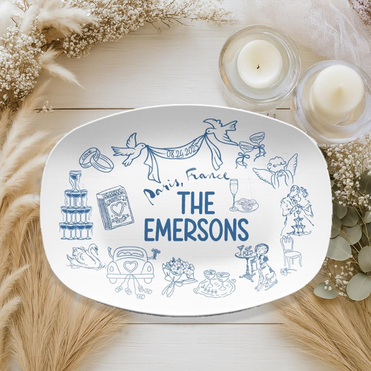Personalized Wedding Platter, Custom Family Name Keepsake, Wedding Gift For Couple