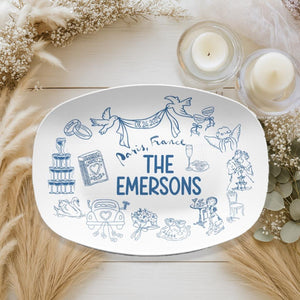 Personalized Wedding Platter, Custom Family Name Keepsake, Wedding Gift For Couple