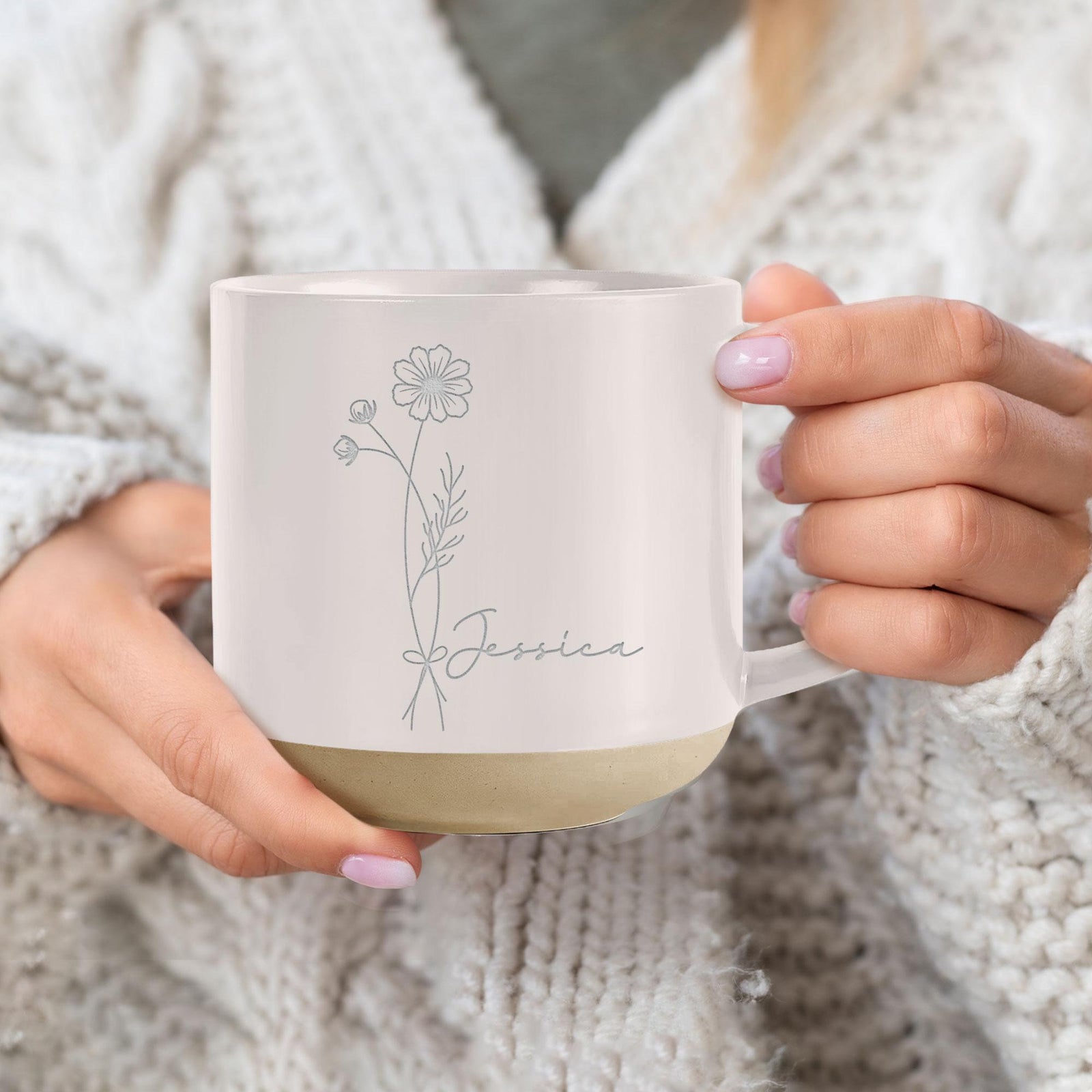 Personalized Birth Flower Pottery Mug, Coffee Cup With Name, Personalized Birth Flower Mugs, Bridesmaid Proposal, Gifts for Her