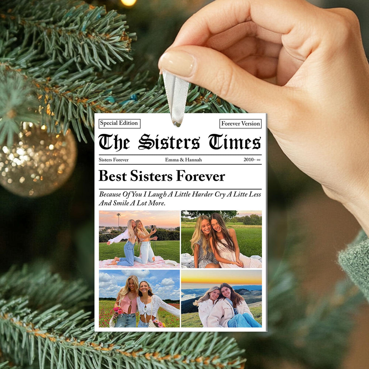 Personalized Sisters Times Ornament, Custom Sister Gift, The BFF Times, Best Sister Christmas Photo Ornament, Christmas Gift For Besties
