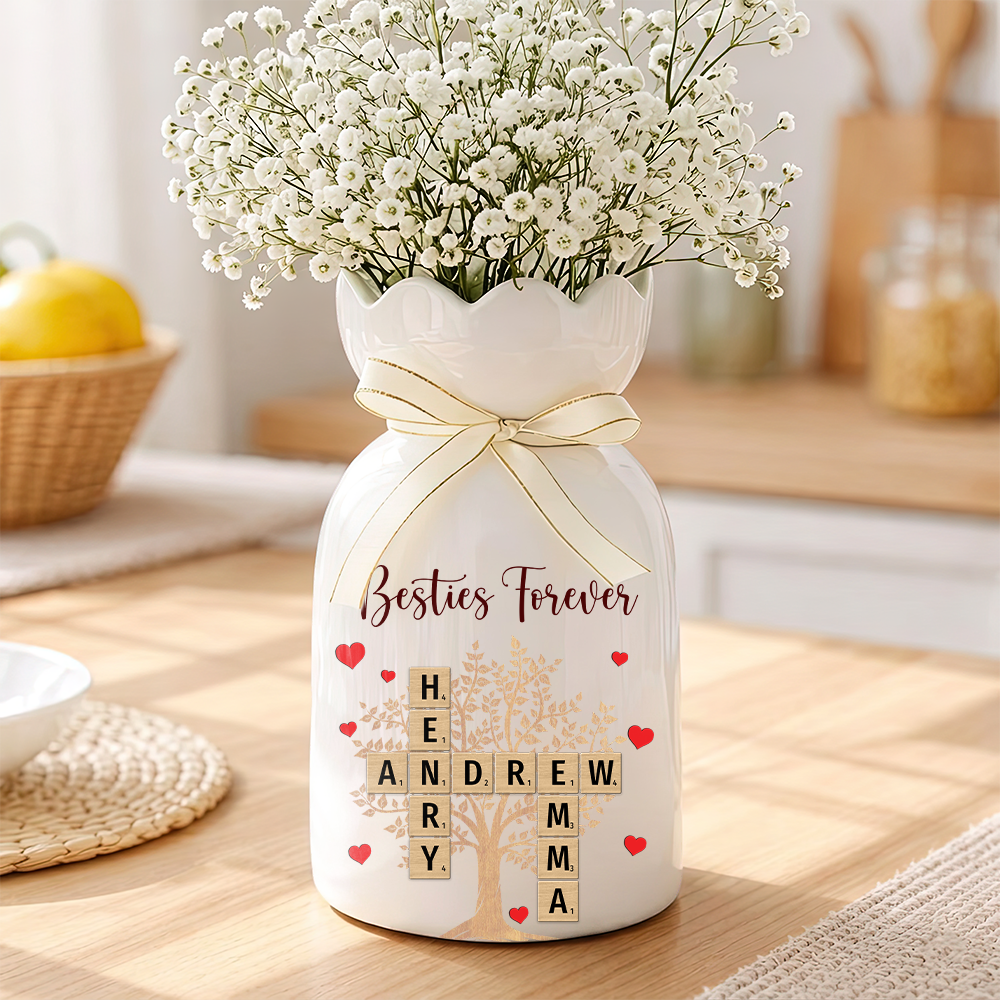 Crossword Puzzle Personalized Ribbon Tie Flower Vase