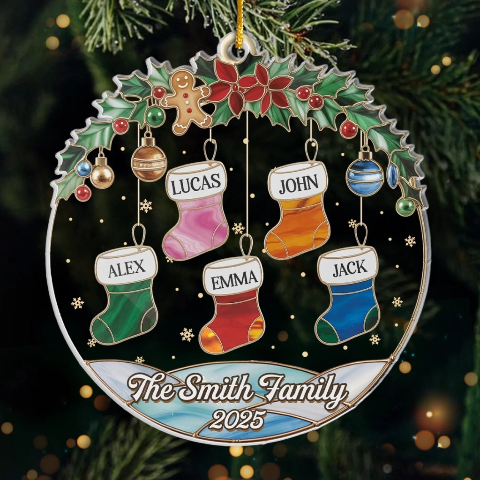 Family Stockings Full Of Memories - Personalized Acrylic Shaped Ornament - Gift For Family, Christmas Gift
