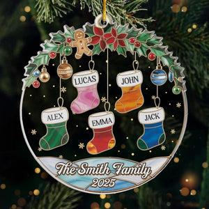 Family Stockings Full Of Memories - Personalized Acrylic Shaped Ornament - Gift For Family, Christmas Gift