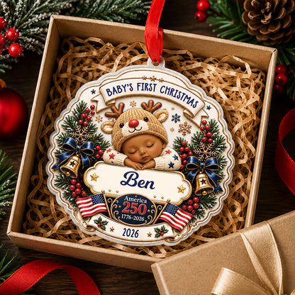 America 250 Baby’s First Christmas Ornament - Personalized Baby Gifts