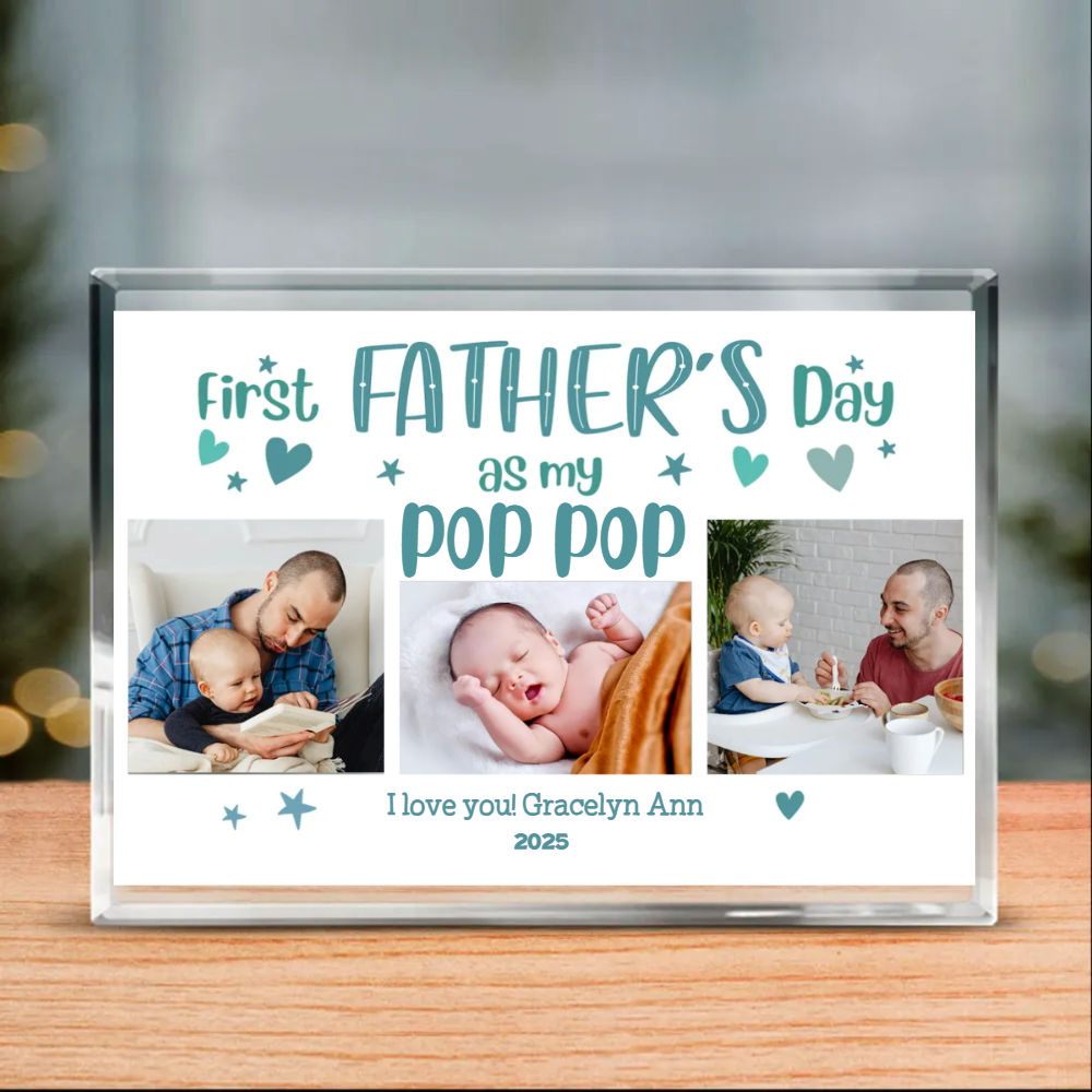 First Fathers Day As Pop Pop Acrylic Plaque, New Pop Pop Personalized Gift, First Fathers Day As Grandpa, New Grandfather Gift
