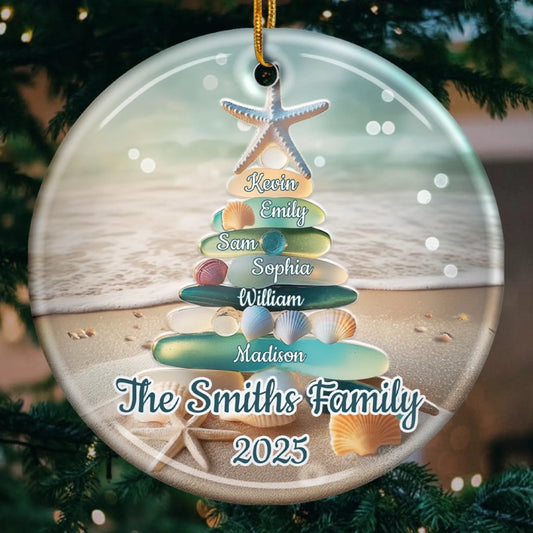 Home In Every Wave Sea Glass - Personalized Ornament - Christmas Gift For Family