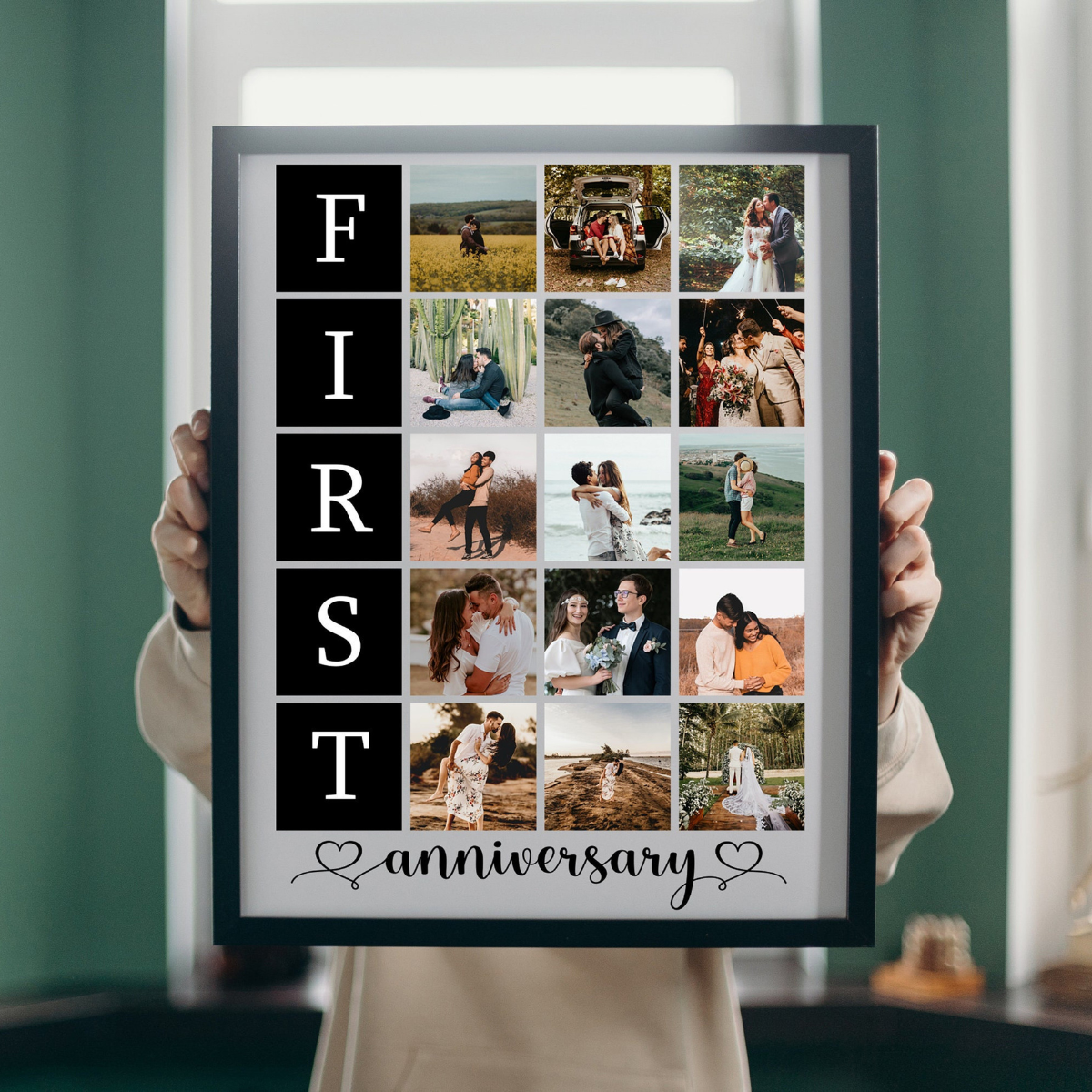 First Anniversary Gift for Couple, 1st Anniversary Gift, Personalized Photo Canvas Wall Art Decor