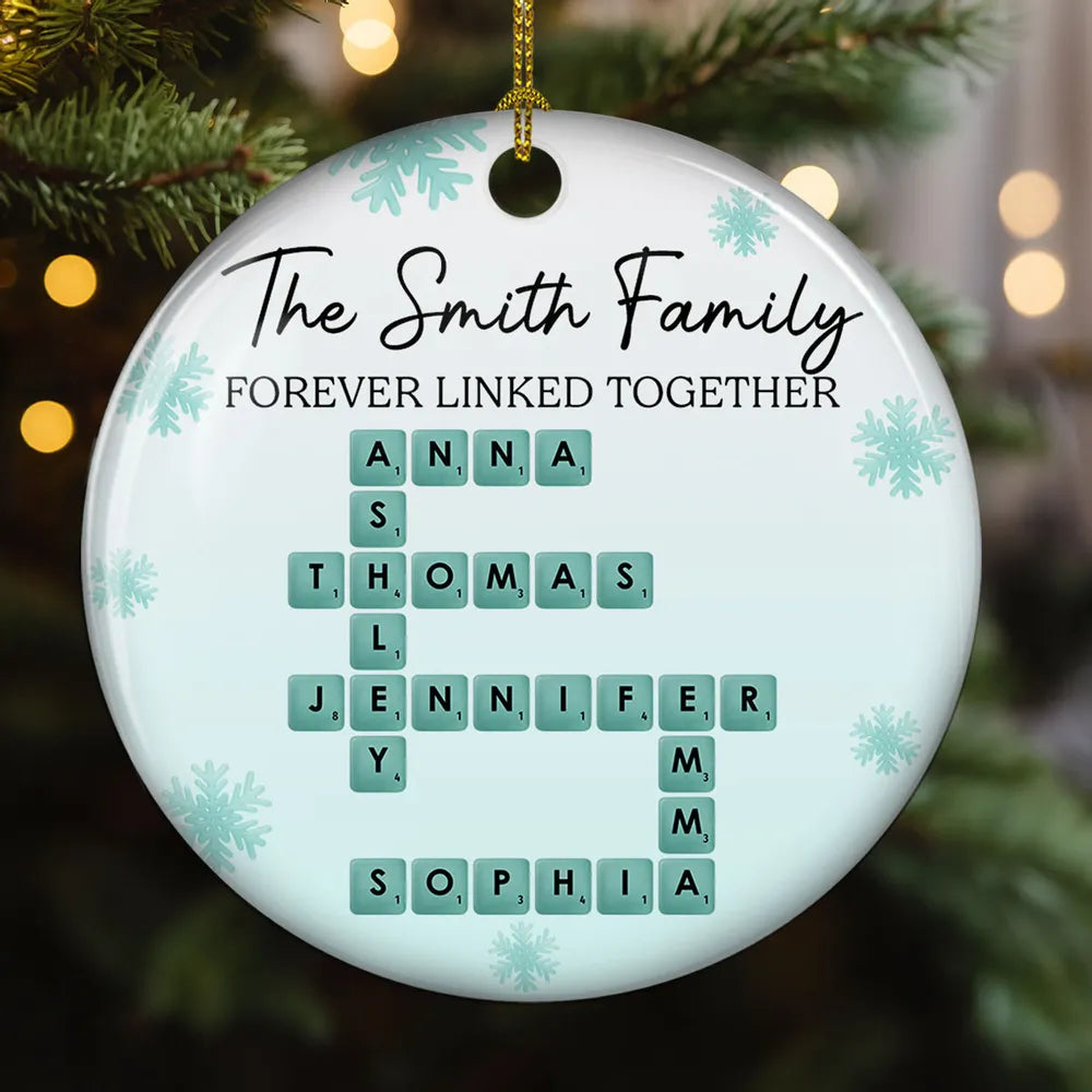 Sea Glass Crossword Family - Personalized Acrylic Ornament - Christmas Gift For Family, Holiday Housewarming Gift