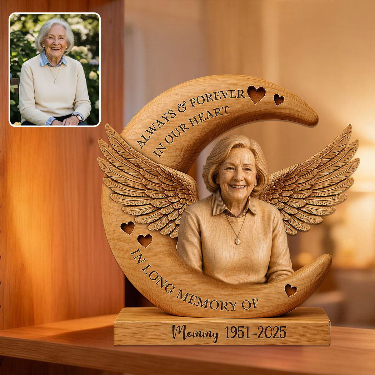 Always & Forever In Our Heart - Personalized Wooden Plaque