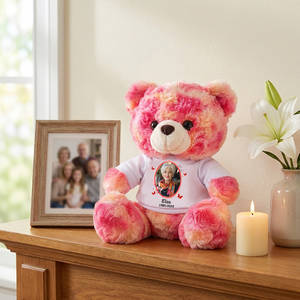 My Mind Still Talks To You Photo Butterflies Sympathy Remembrance - Personalized Memorial Teddy Bear