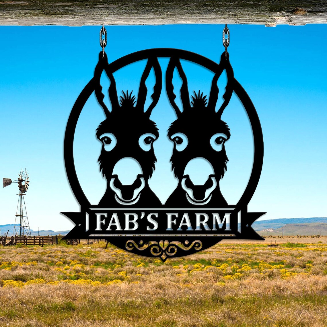Custom Donkey Metal Sign, Personalized Donkeys Farm Sign, Donkey Metal Wall Art, Donkey Family Name Sign, Farmer Gifts Farmhouse Decor