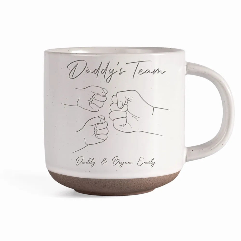 Best Dad Ever Fist Bump - Personalized Engraved Pottery Mug - Father's Day Gift for Dad