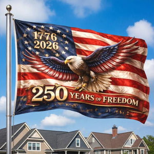 American Flag 1776-2026 Banner, Patriotic Eagle Flag Decor, 250 Years of Freedom USA Outdoor Flag