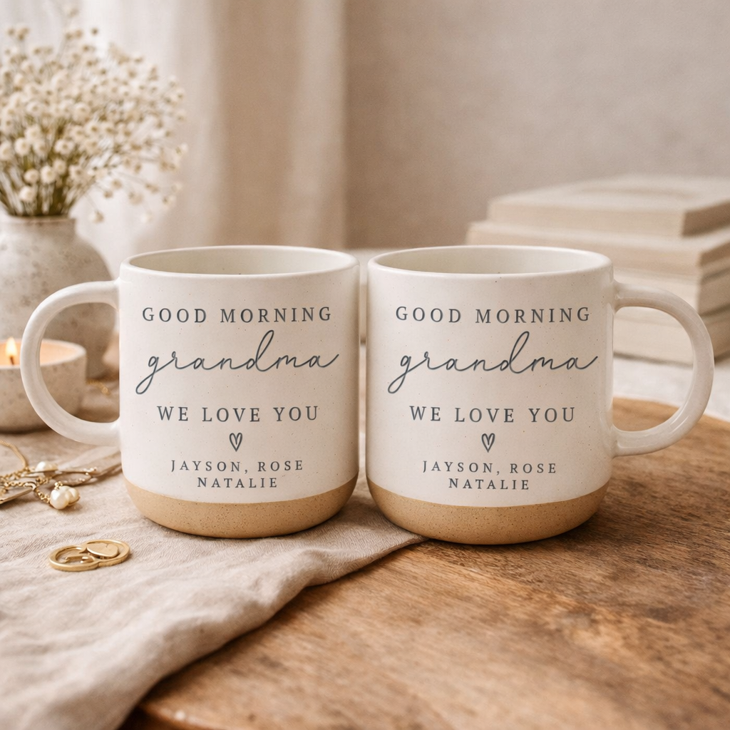 Personalized Grandma Pottery Mug, Gift from Grandkids, Custom Gifts for Gigi Nana, Unique Grandmother Present, Morning Coffee Cup
