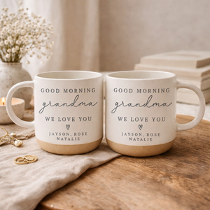 Personalized Grandma Pottery Mug, Gift from Grandkids, Custom Gifts for Gigi Nana, Unique Grandmother Present, Morning Coffee Cup