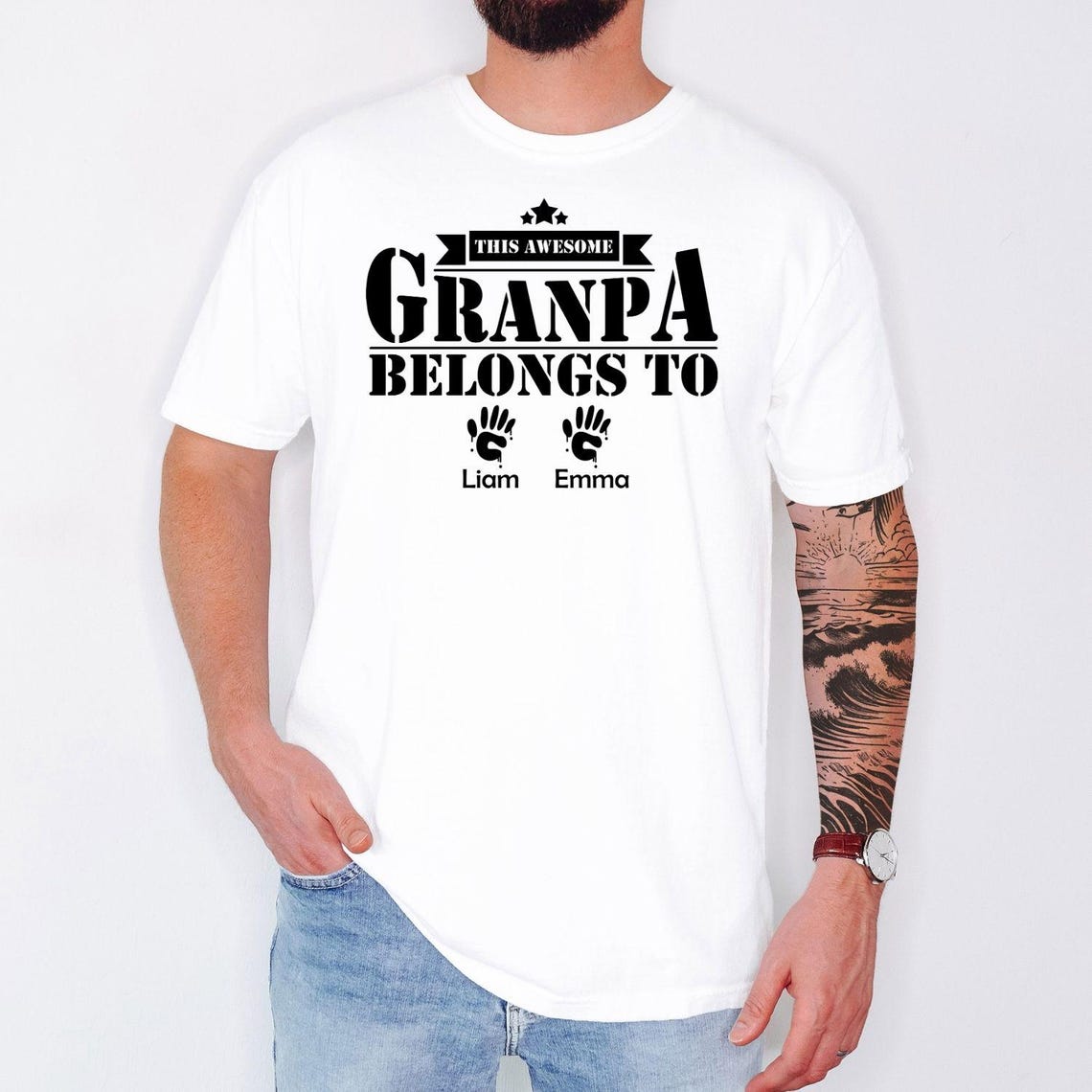Comfort Colors Grandpa Shirt Personalized, This Awesome Grandpa Belongs To Custom Names Shirt, Gift For Grandpa Fathers Day Shirt,Grandkids