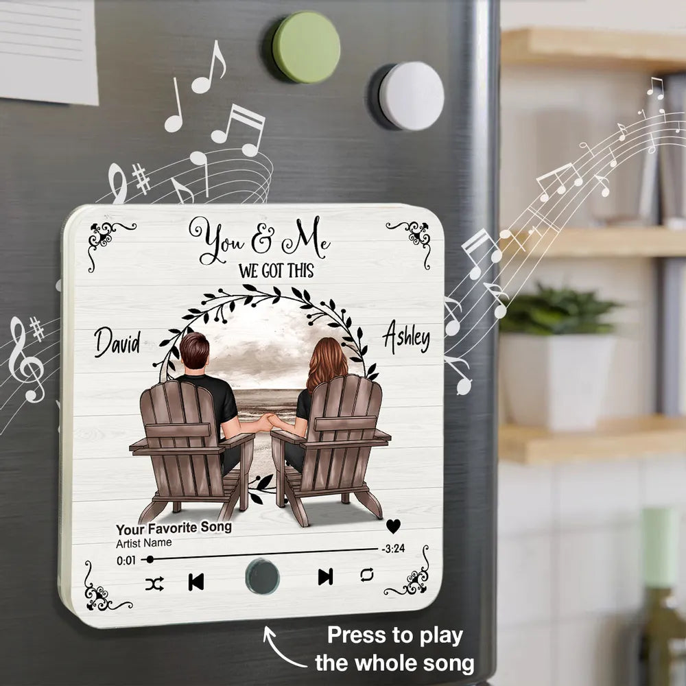 Couple Sitting Peaceful Window Landscape - Personalized Music Magnet - Valentine's Day Gift For Couple