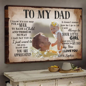 Personalized Canvas Prints For Dad, Custom Photo And Name, Gift For Dad, Father's Day Gift, Love Dad, To My Dad