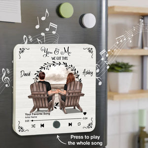 Couple Sitting Peaceful Window Landscape - Personalized Music Magnet - Valentine's Day Gift For Couple