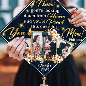 Custom Photo Mom Memorial Graduation Cap Topper, This is For You Mom Grad Cap