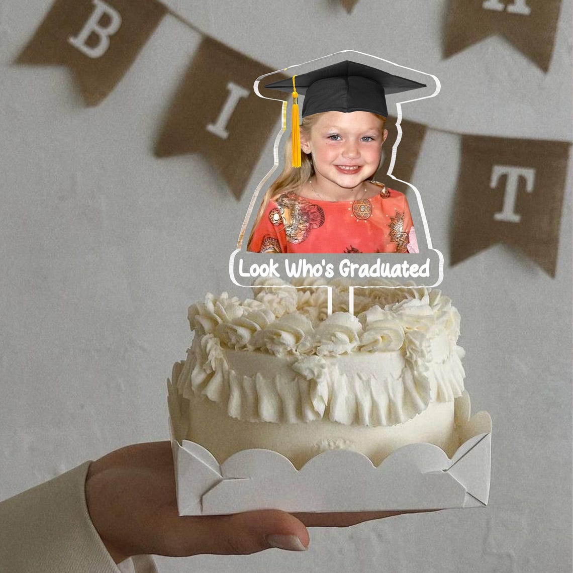 Personalized Childhood Photo Acrylic Cake Topper, Graduation Party Decoration, Custom Photo Cake Topper, Graduated 2026, Class Of 2026 Gift