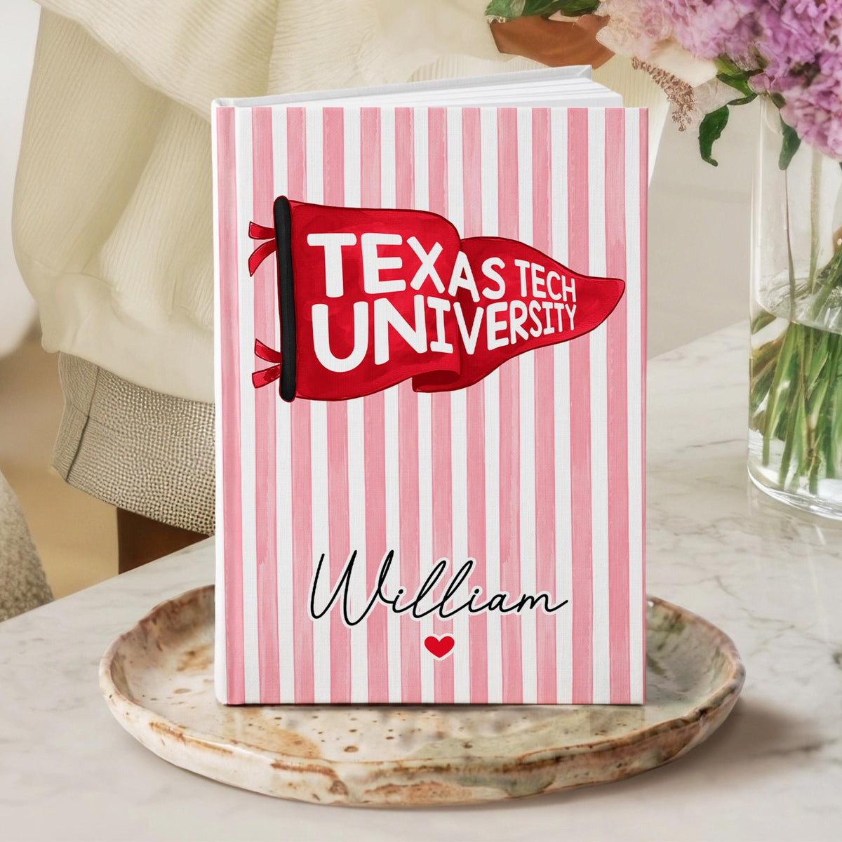 Personalized School Pennant Flag Journal: Custom College University Pride Spirit Notebook, Senior Striped Journal, Class of 2026 Gifts