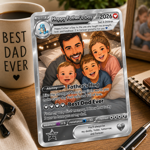 Personalized Father's Day Trading Card Custom Dad & Kids Anime Card Gift | Best Dad Ever Keepsake