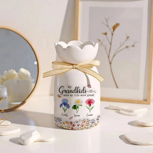 My Grandkids Make My Life More Grand - Personalized Bloom Vase - Gift For Grandmother, Mother's Day Gift, Birthday Gift