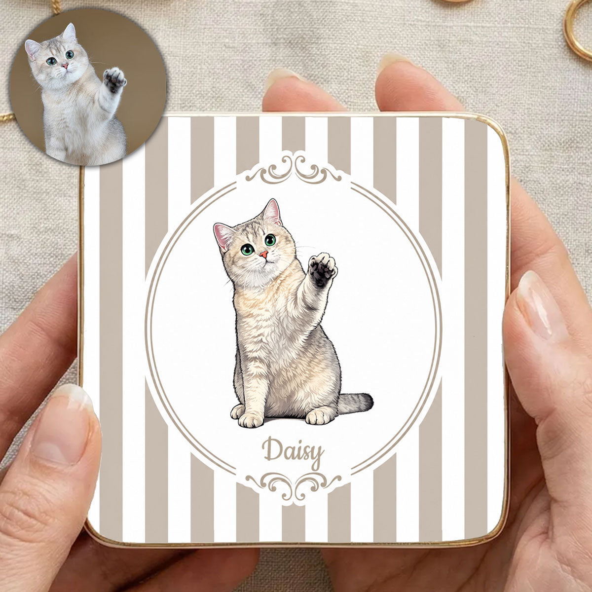 Custom Pet Portrait Watercolor Art Gift For Dog Mom, Cat Mom - Personalized Jewelry Dish