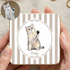 Custom Pet Portrait Watercolor Art Gift For Dog Mom, Cat Mom - Personalized Jewelry Dish