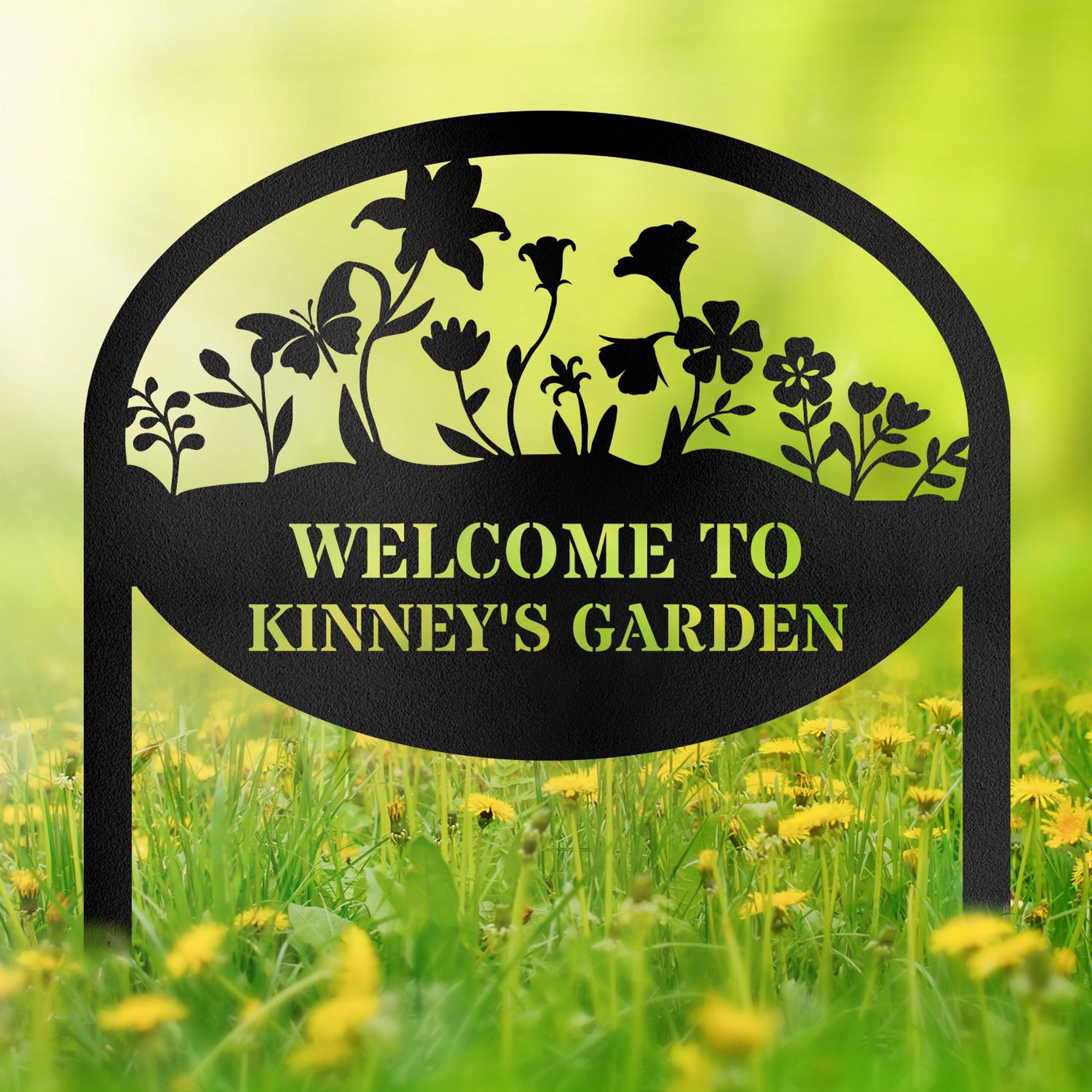Custom Metal Garden Decor, Metal Flower Art Garden Sign, Flower Design, Personalized Garden Sign, Custom Garden Name Sign, Home Gift