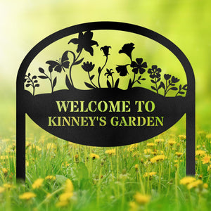 Custom Metal Garden Decor, Metal Flower Art Garden Sign, Flower Design, Personalized Garden Sign, Custom Garden Name Sign, Home Gift