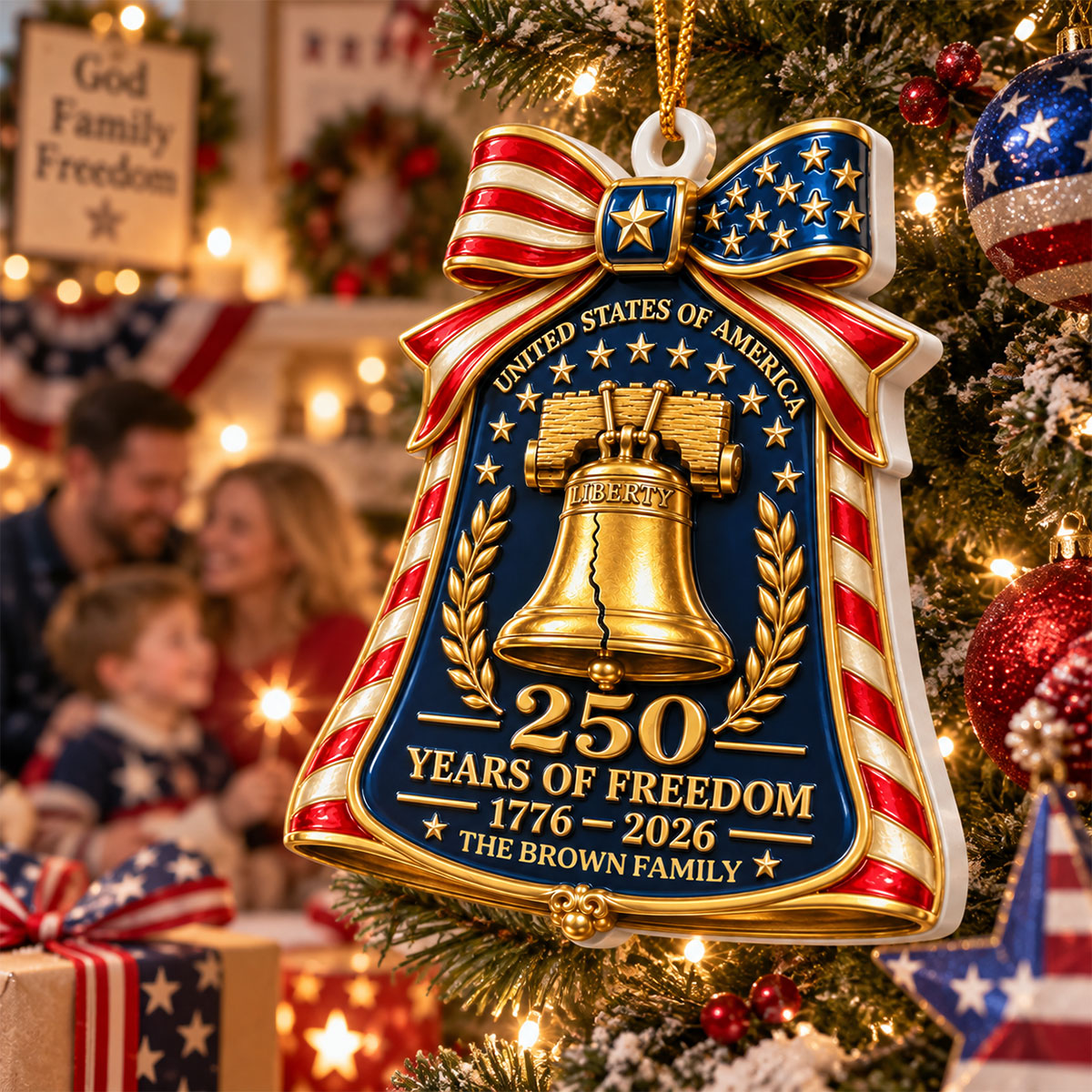 USA 250 Years Of Freedom Bell Anniversary - Real 3D Raised Ornament