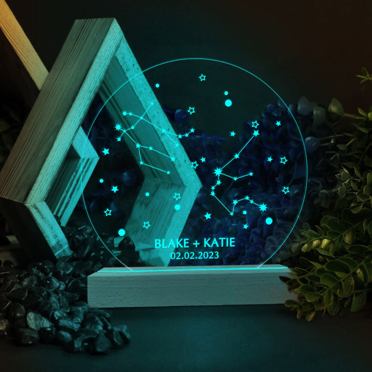 Custom Zodiac Led Light, Valentines Day Gift, Zodiac Night Light, Custom Couples Plaque, Our First Date, Anniversary Plaque, Valentines Gift