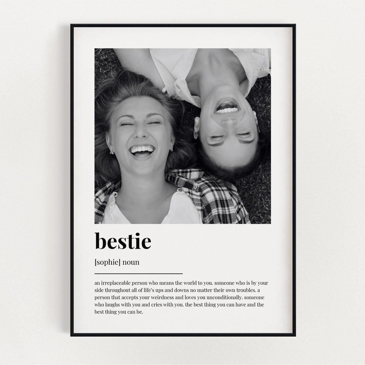 PERSONALISED BESTIE DEFINITION Canvas, Wall Art Decoration, Birthday Gift, Custom Photo Gift