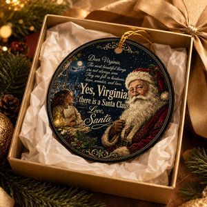 Dear Virginia Santa Letter Quote Aluminum Ornament, Sentimental Holiday Tradition Souvenir