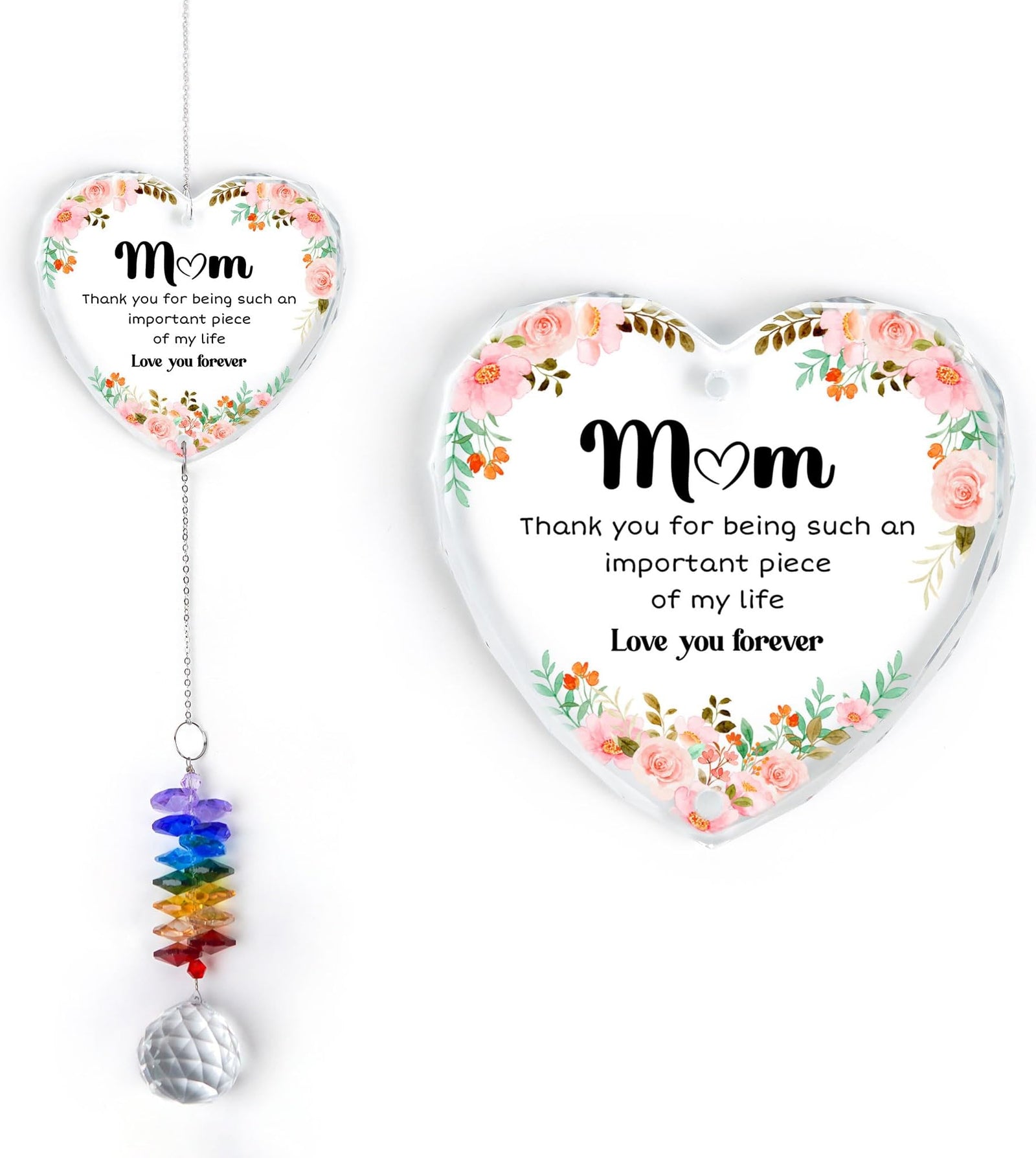 Mom Thank You For Being Such An Importance Piece Ornament, Crystal Heart Ornament Appreciation Gift, Christmas Hainging Decor