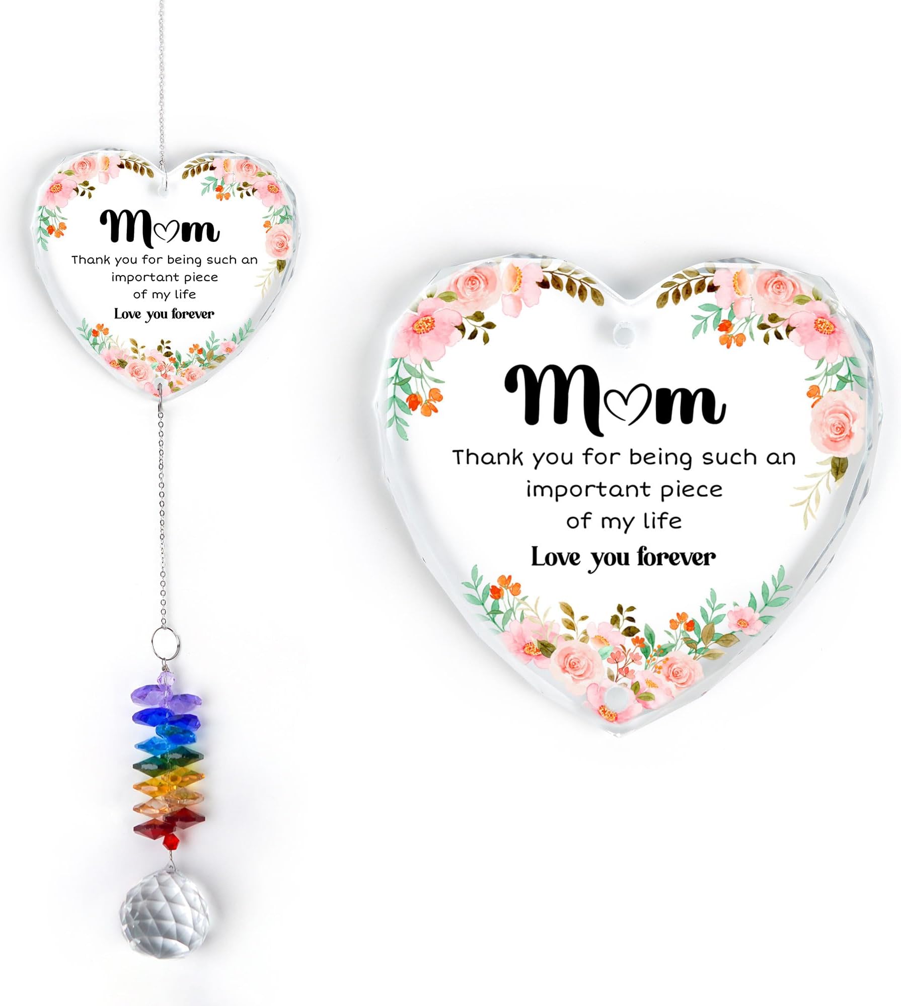 Mom Thank You For Being Such An Importance Piece Ornament, Crystal Heart Ornament Appreciation Gift, Christmas Hainging Decor
