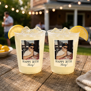 Personalized Birthday Photo Frosted Cups, Custom Polaroid Party Cups, Picture Cup Favors, Adult Birthday Drink Cups, Custom Party Cups